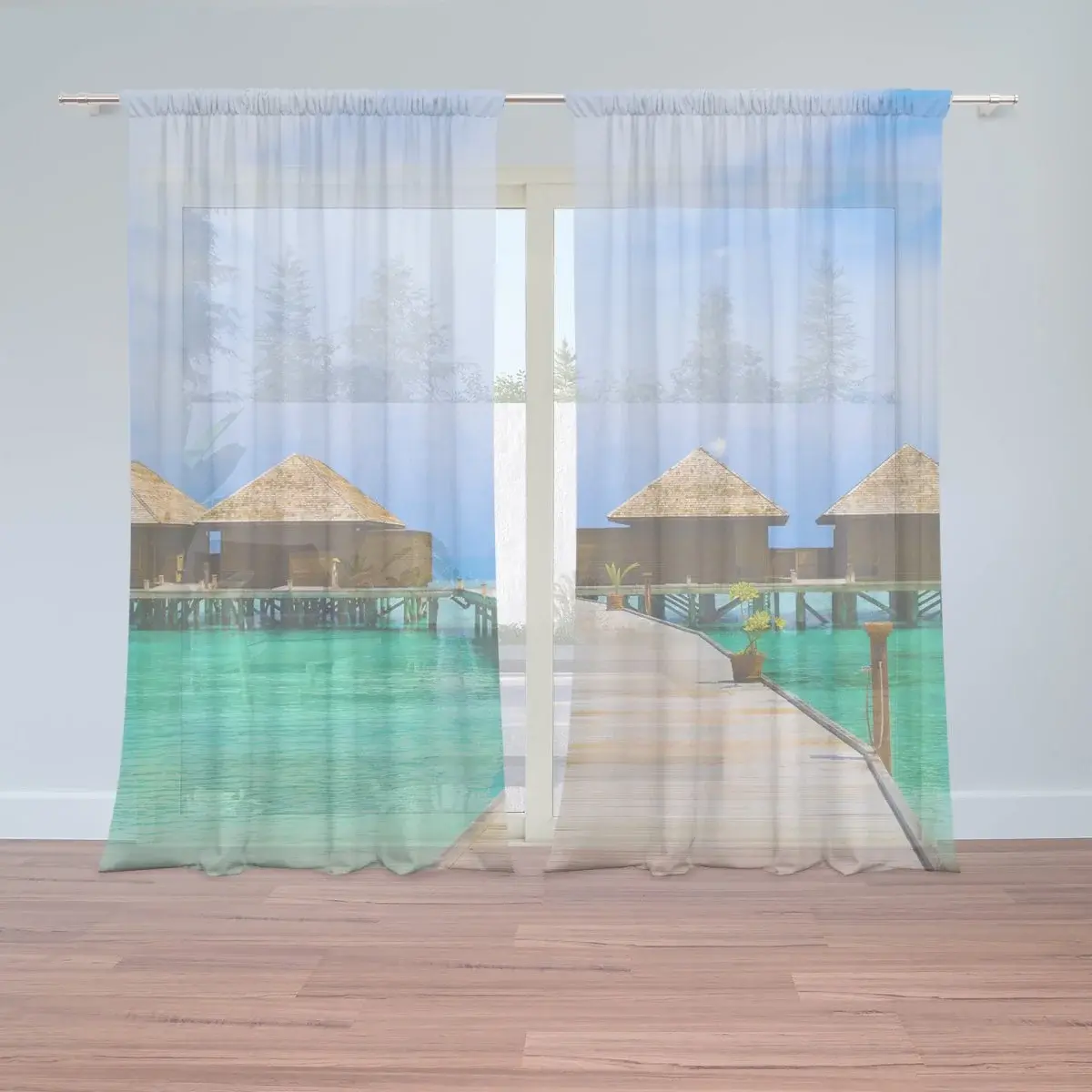 Záclony Bungalovy na moři: 2ks 150x250cm