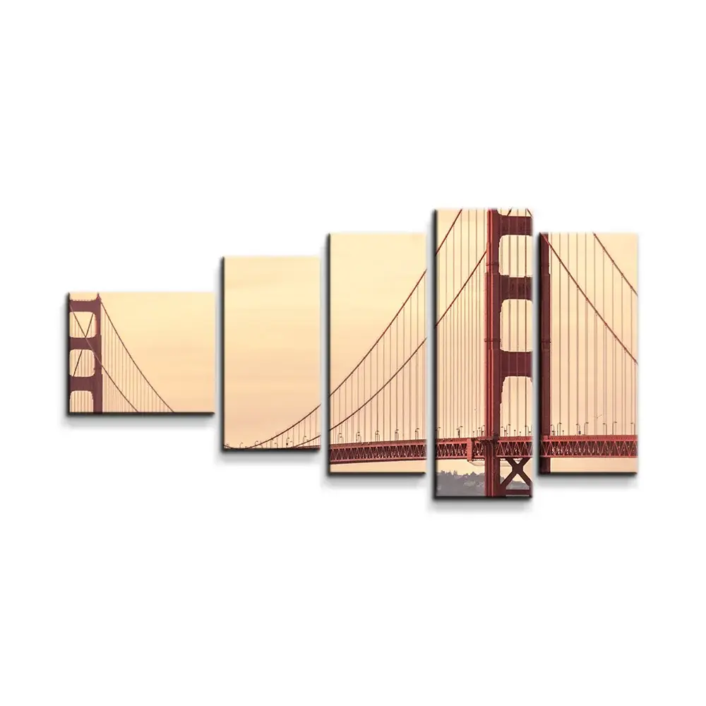 Obraz - 5-dílný Golden Gate 2 - 100x60 cm