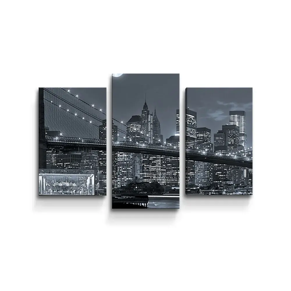 Obraz - 3-dílný Noční New York 2 - 75x50 cm