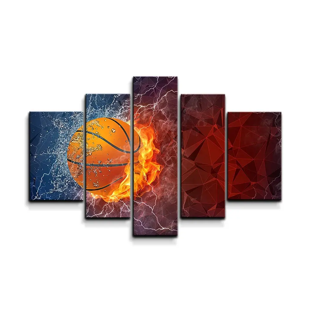 Obraz - 5-dílný Basketbalový míč - 125x90 cm