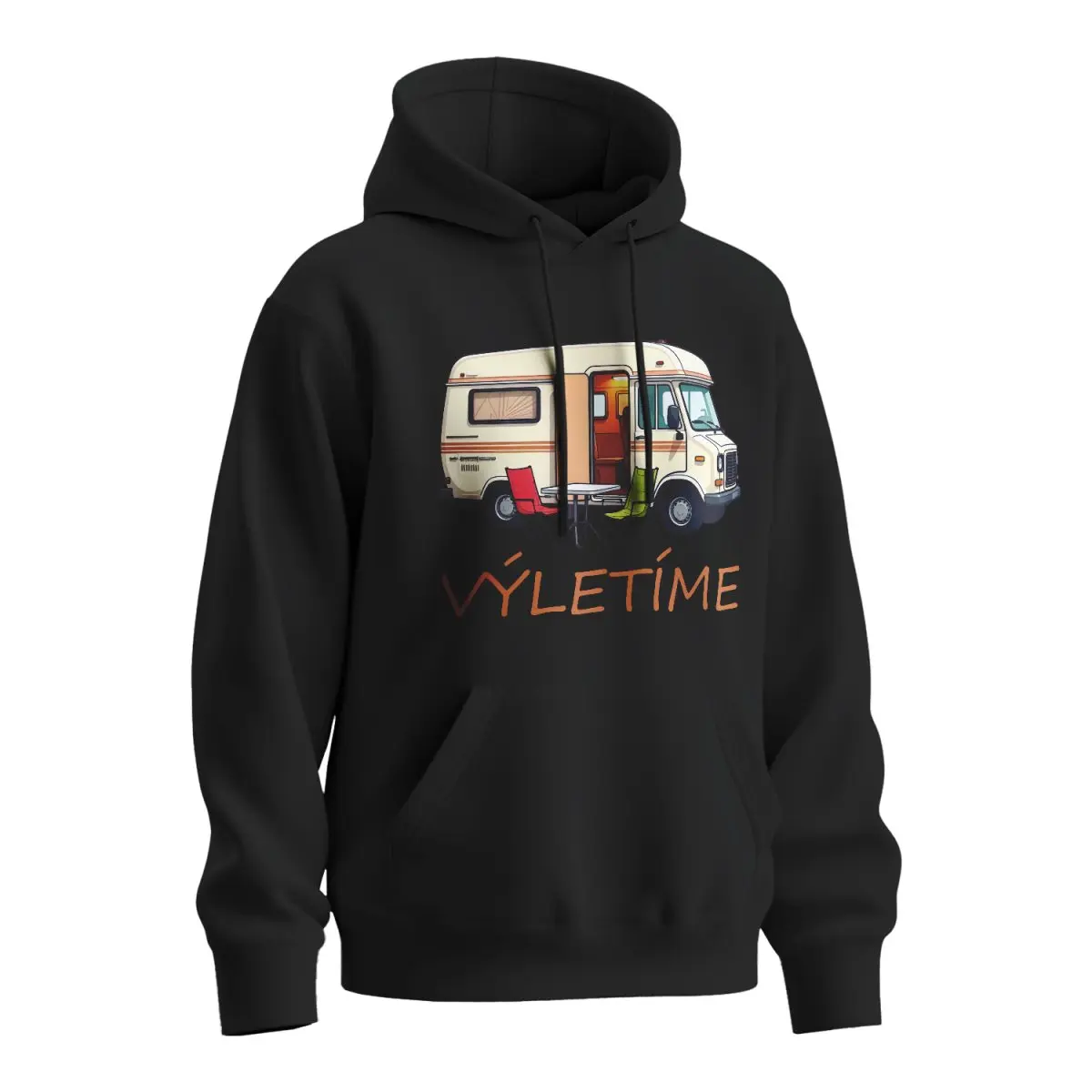 Mikina s potiskem Výletíme - černá 5XL