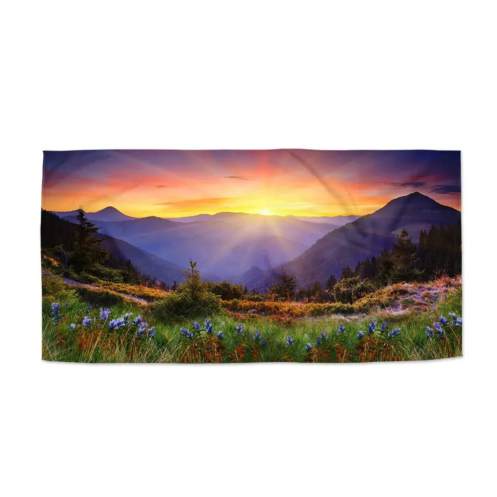 Ručník Západ slunce nad lesem - 70x140 cm