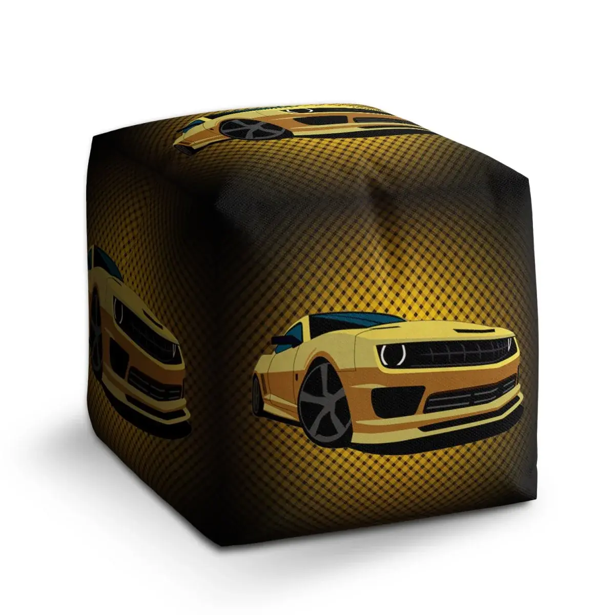 Taburet Cube Chevrolet Camaro Žlutá mřížka - 60x60x60 cm