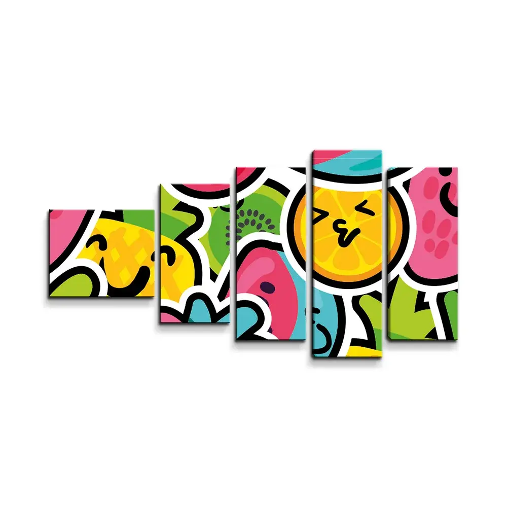 Obraz - 5-dílný Veselé ovoce - 100x60 cm