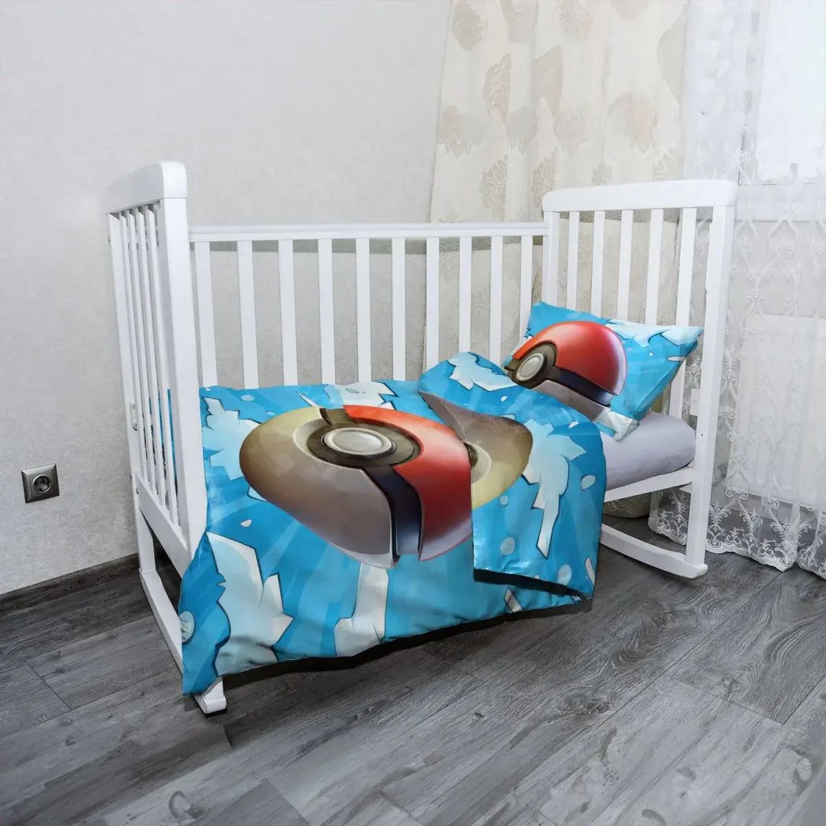 Mikroplyšové dětské povlečení do postýlky Pokemon ball Obloha