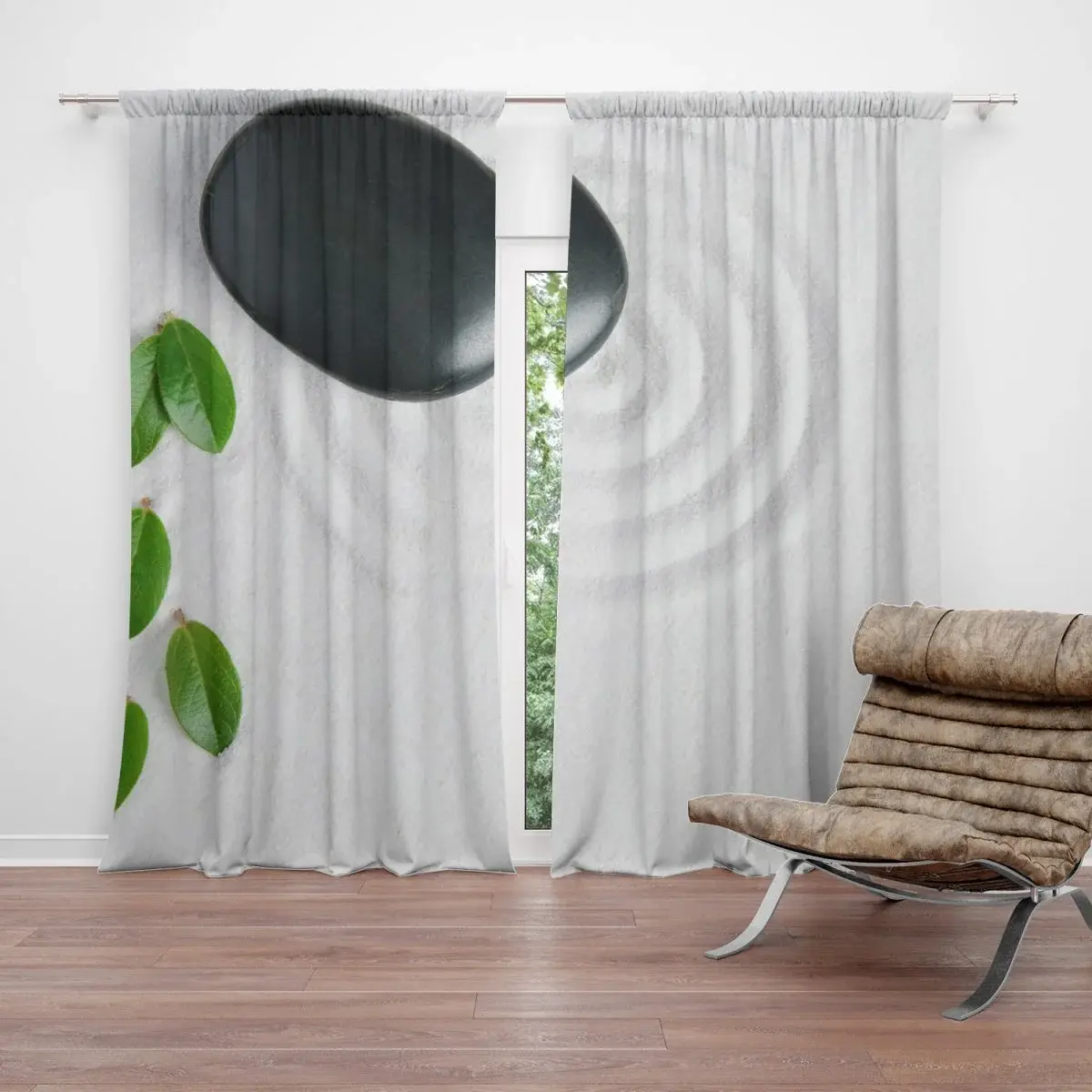 Závěs Listy a kámen: 2ks 140x250cm