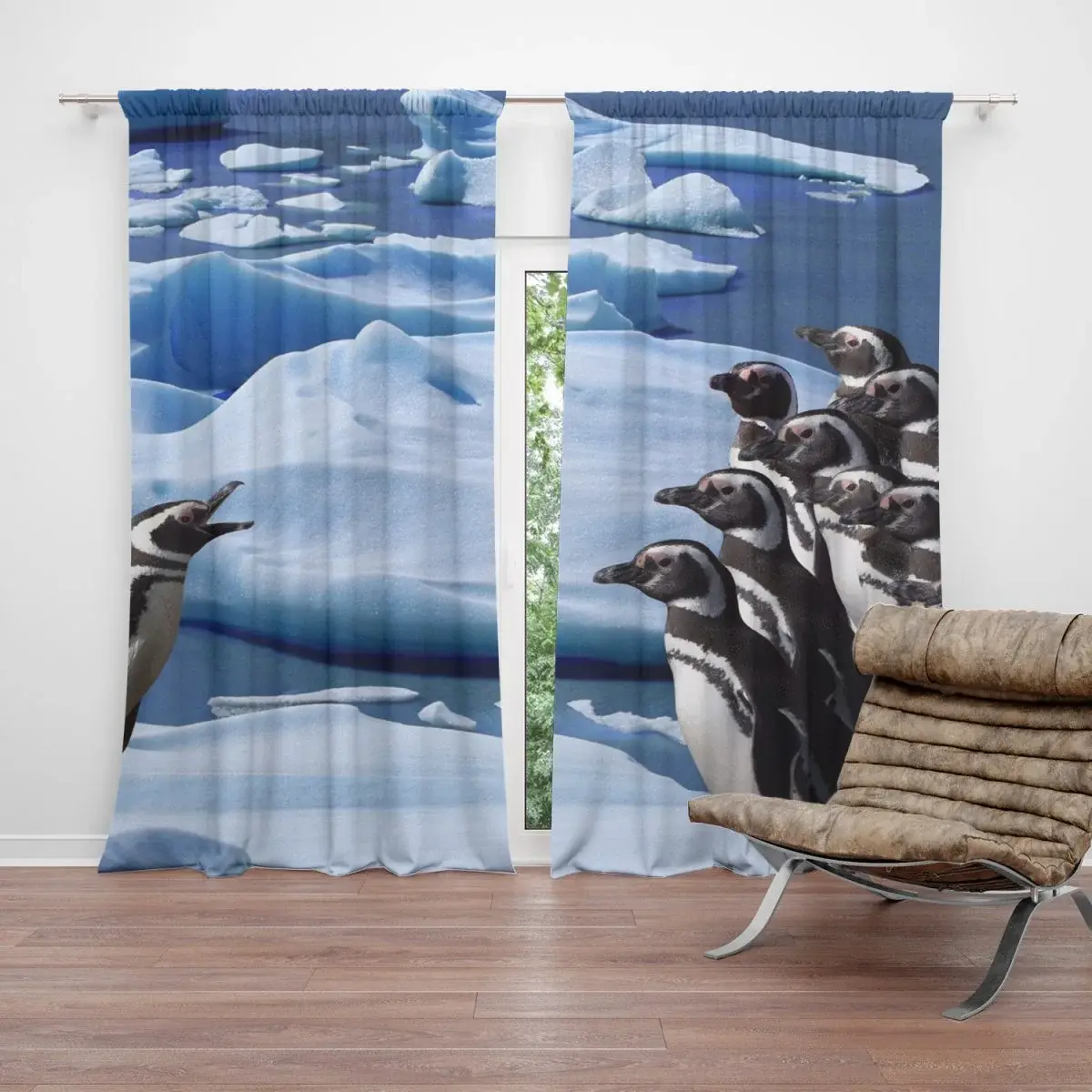 Závěs Tučňáci: 2ks 140x250cm