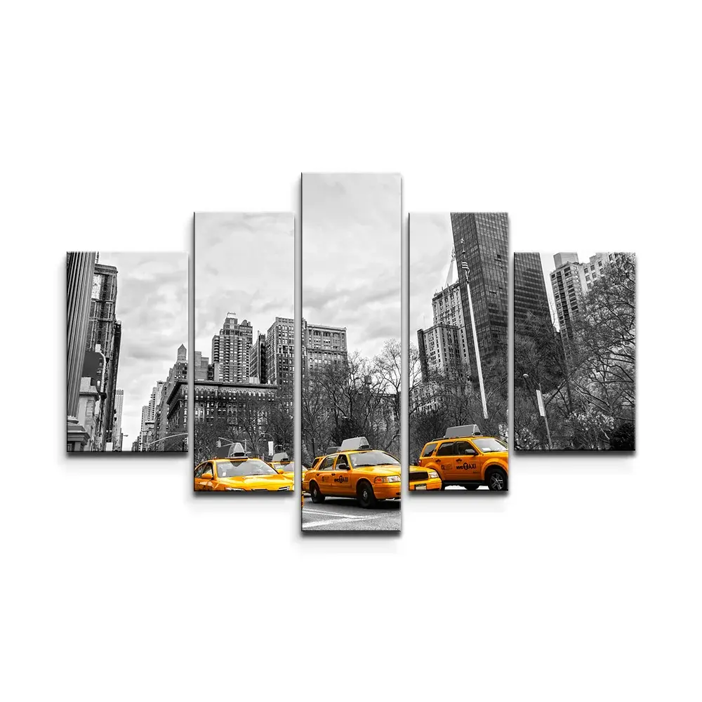 Obraz - 5-dílný Žluté taxiky - 125x90 cm