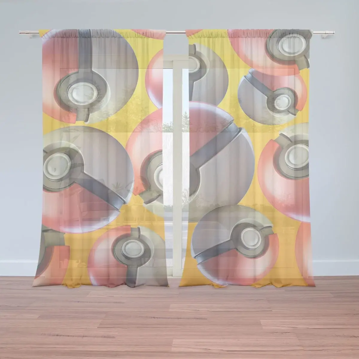 Záclony Pokemon ball Pattern: 2ks 150x250cm