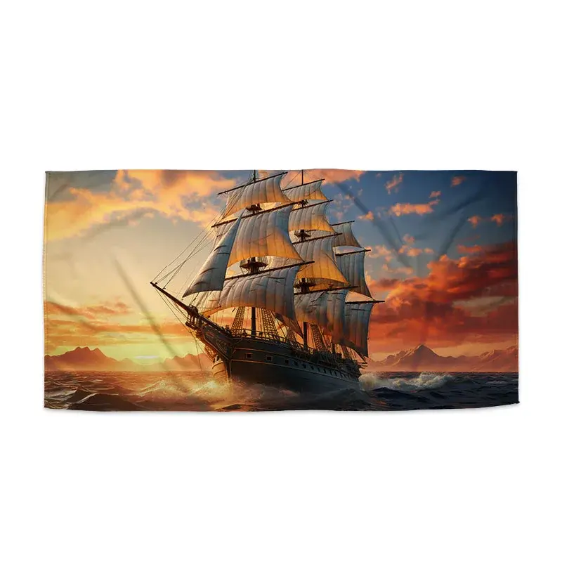 Ručník Plachetnice ve vlnách při východu slunce - 30x50 cm