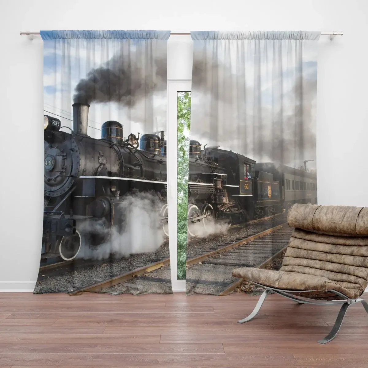 Závěs Parní lokomotiva: 2ks 140x250cm