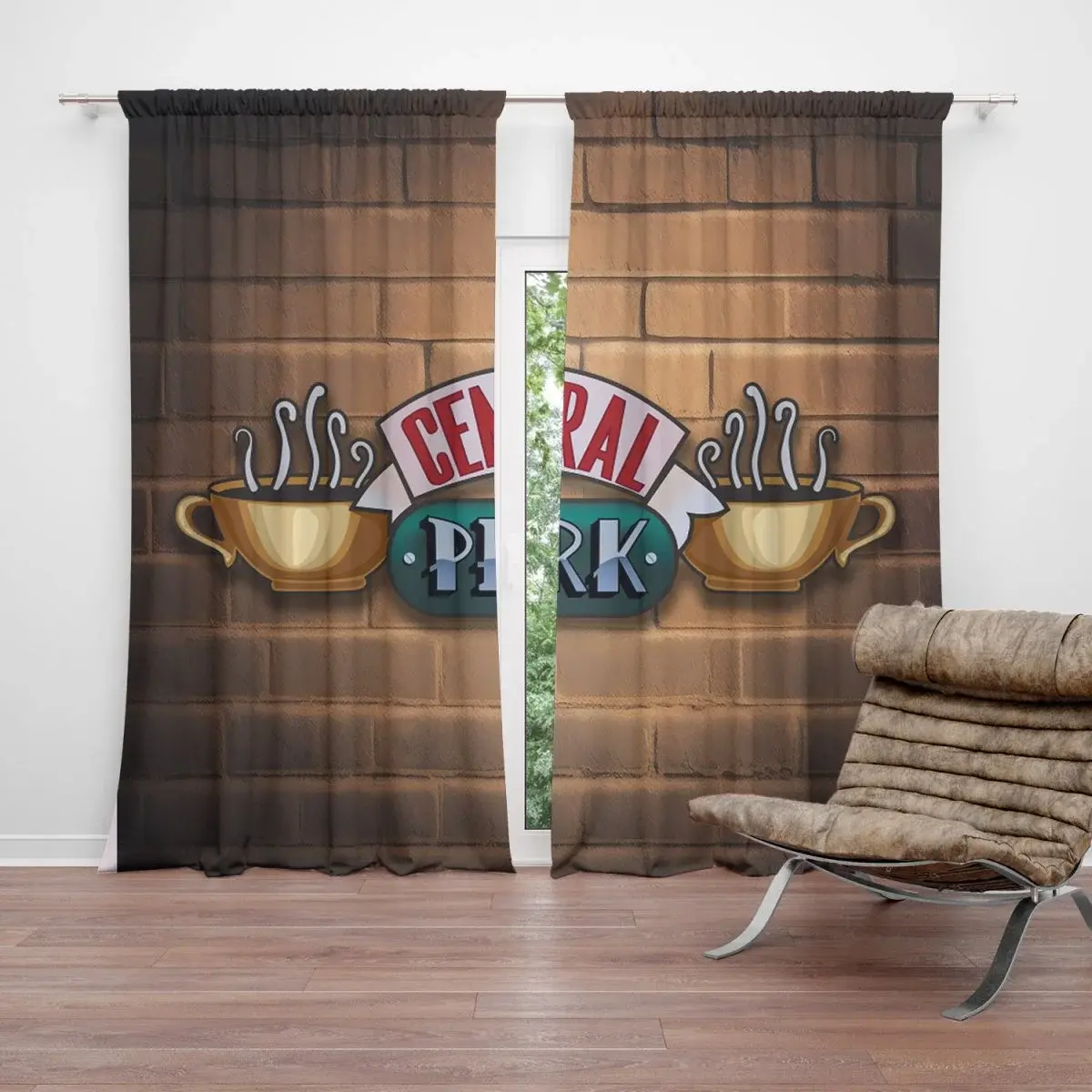 Závěs Seriál přátelé CENTRAL PERK Cihly: 2ks 140x250cm