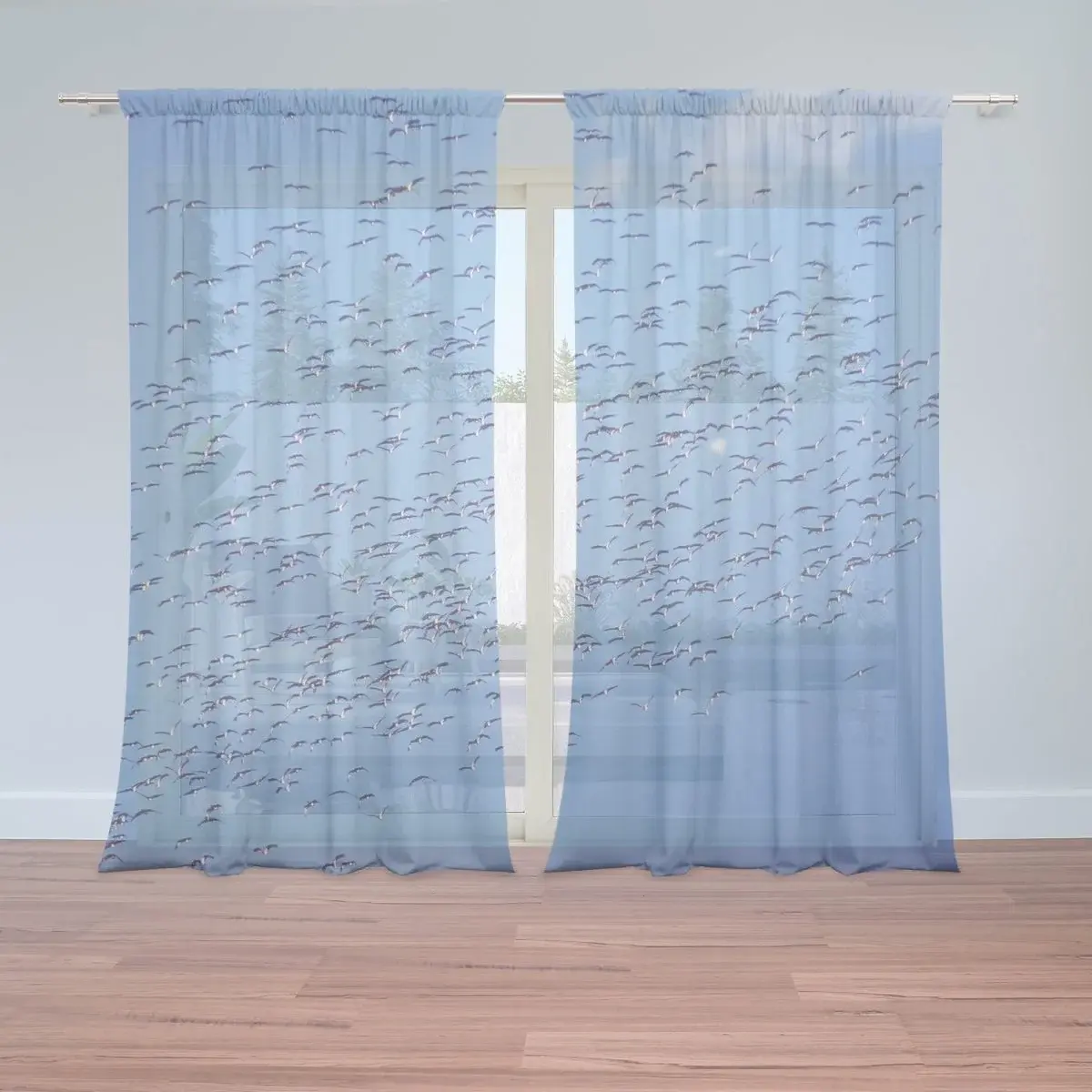 Záclony Hejno ptáků: 2ks 150x250cm
