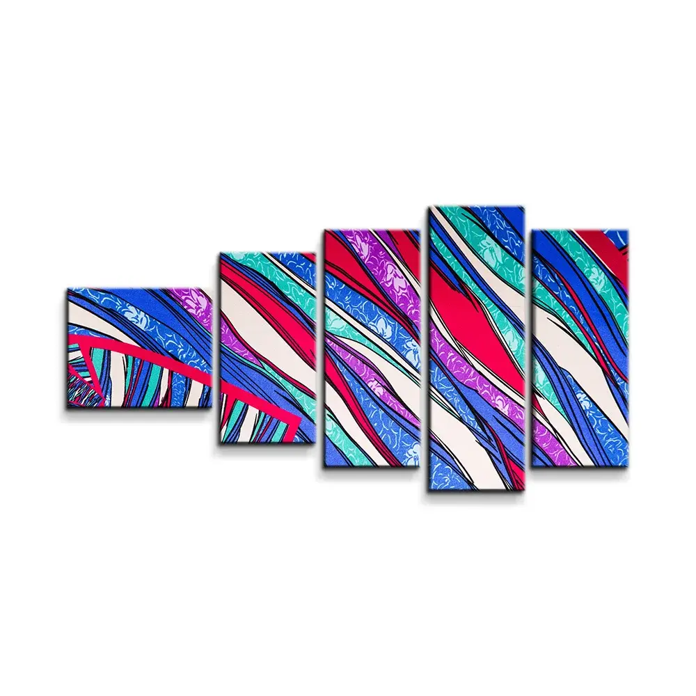Obraz - 5-dílný Pruhovaný motiv 2 - 100x60 cm