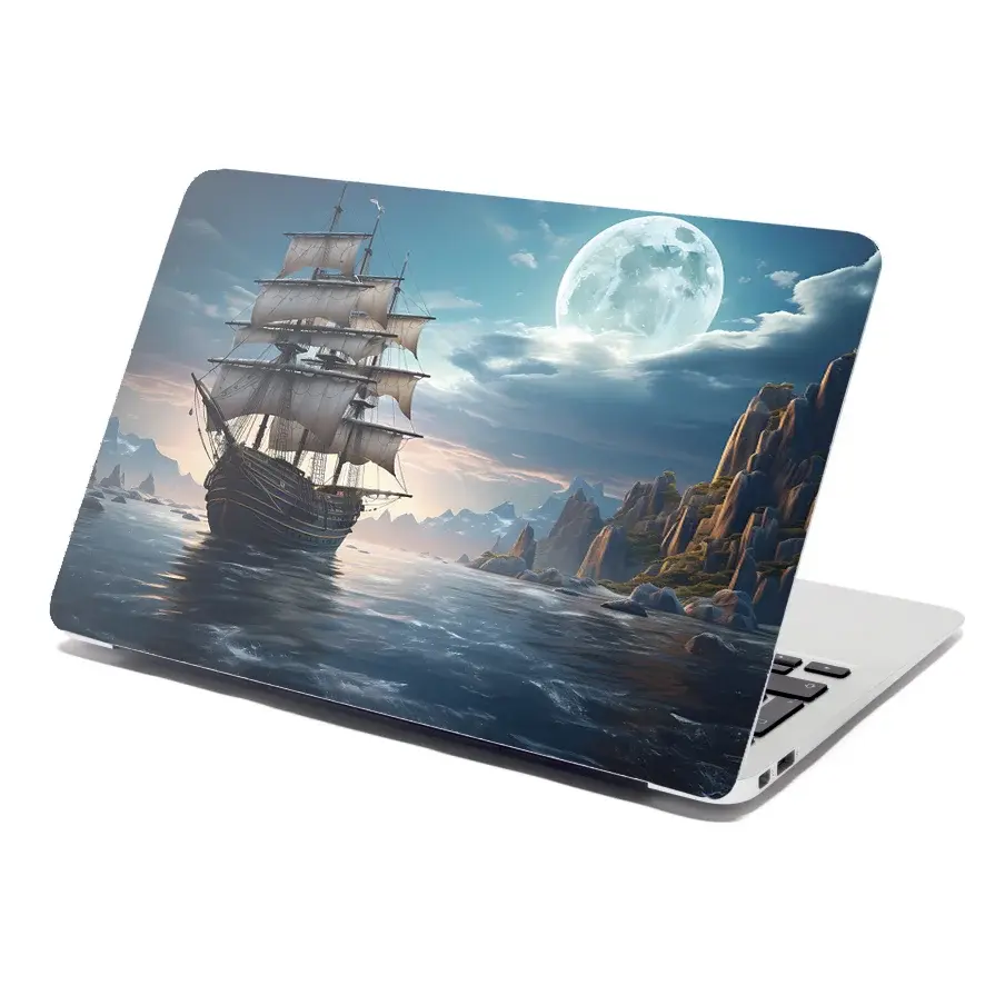 Samolepka na notebook Plachetnice mezi skalami - 29x20 cm
