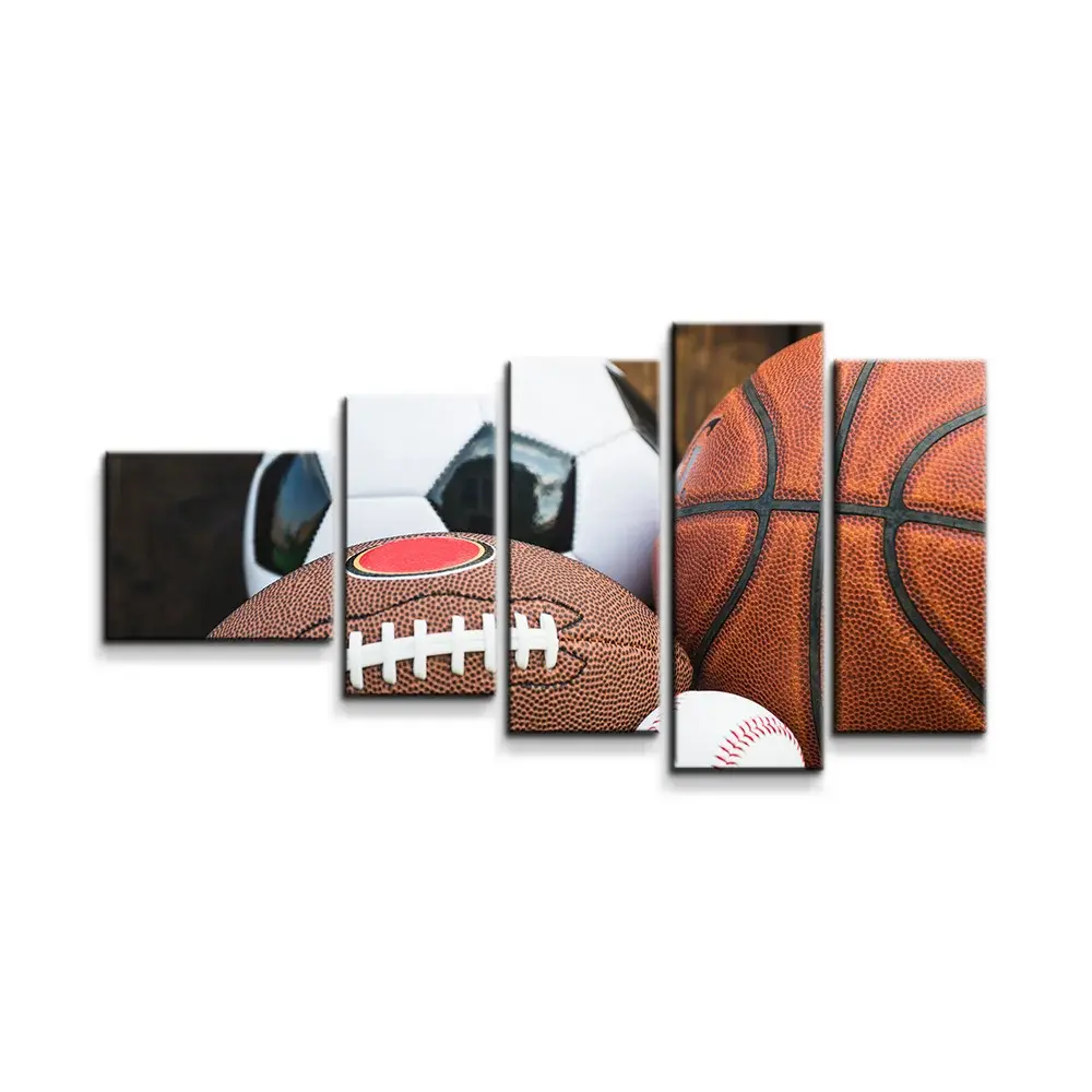 Obraz - 5-dílný Sportovní míče - 100x60 cm