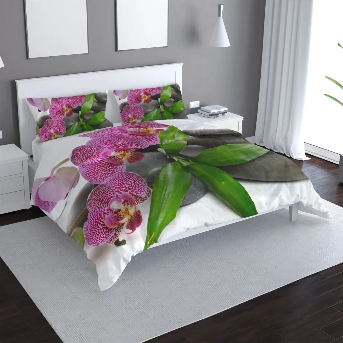 Povlečení Orchideje a kameny - 140x220 / 90x70