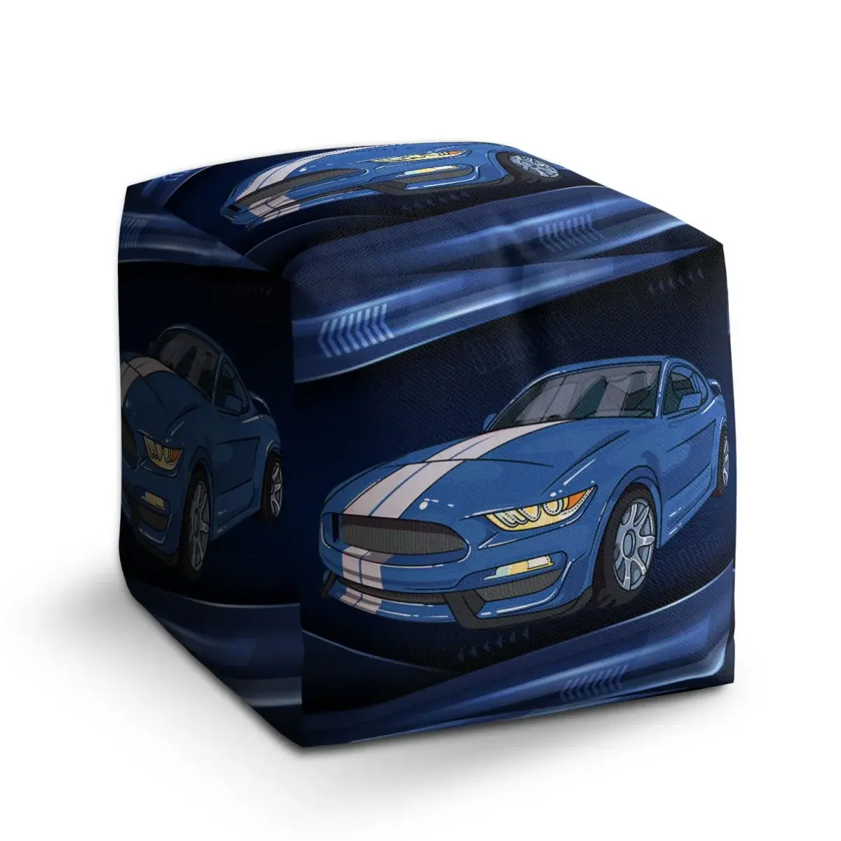 Taburet Cube Mustang Modré pozadí s pruhy - 40x40x40 cm