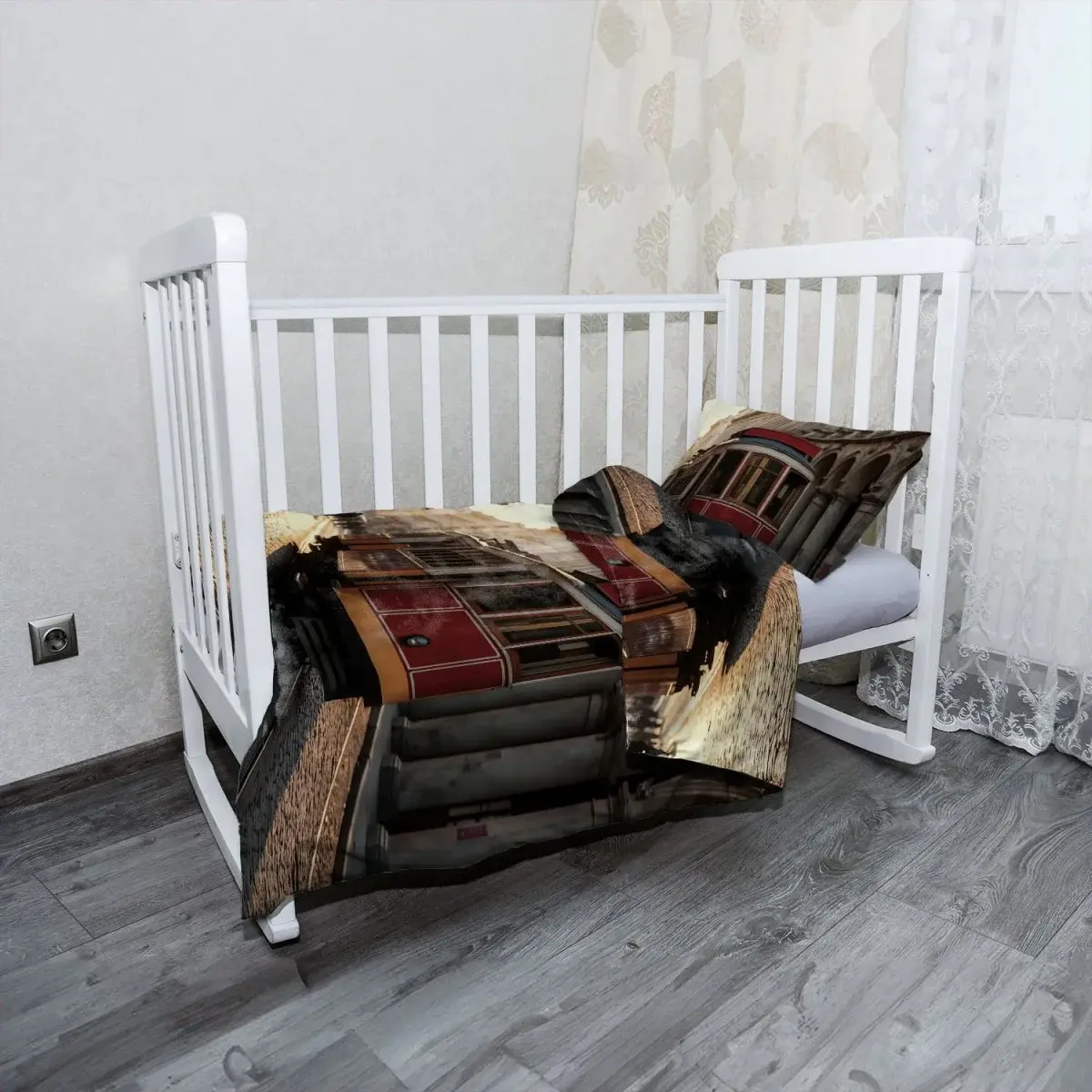 Mikroplyšové dětské povlečení do postýlky Historická červená tramvaj - 100x135 / 40x60