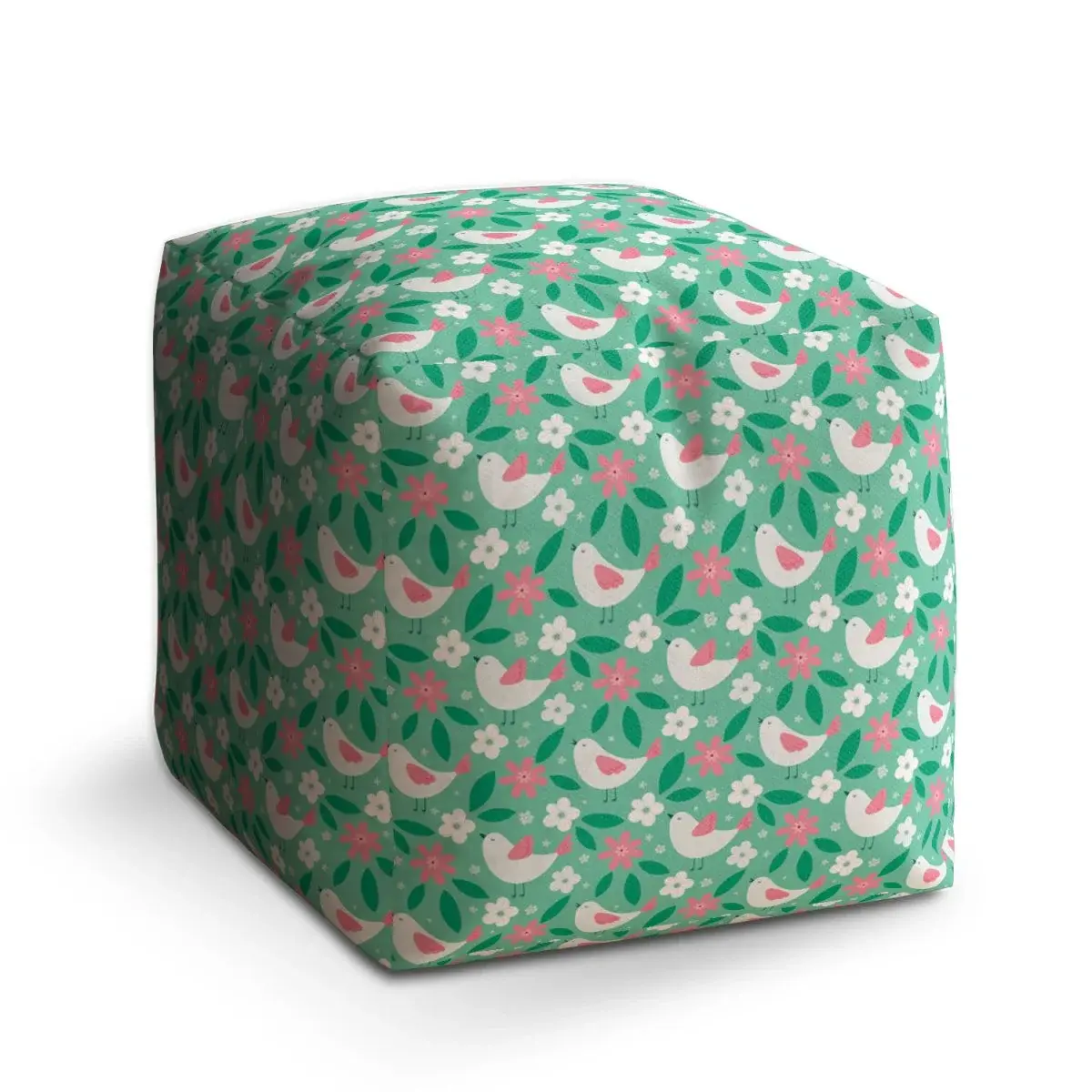 Taburet Cube Květiny a ptáčci - 40x40x40 cm