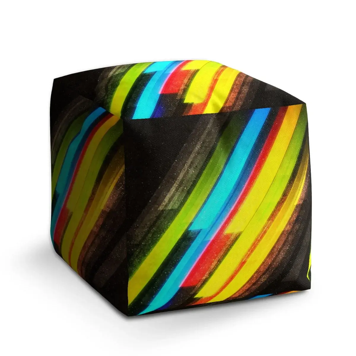 Taburet Cube Pruhová abstrakce - 50x50x50 cm