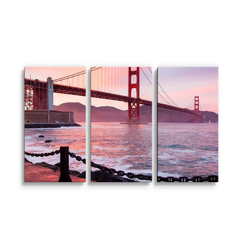 Obraz - 3-dílný Golden Gate - 120x80 cm
