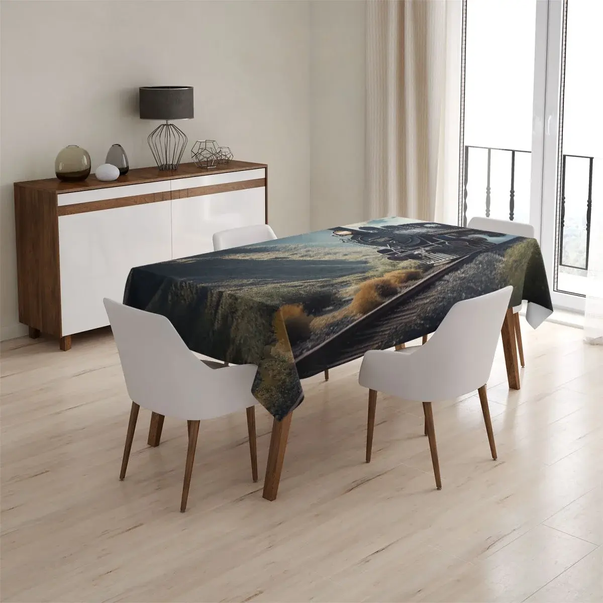 Ubrus Parní lokomotiva v horách - 130x170 cm