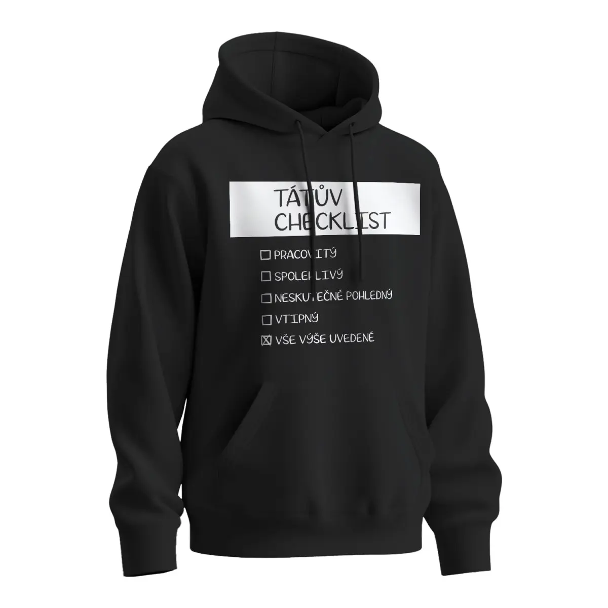 Mikina s potiskem pro tátu Tátův checklist - černá 3XL