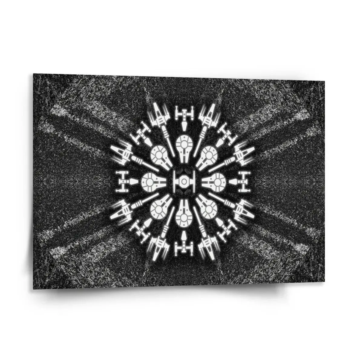 Obraz Star Wars Vesmírné lodě na šedém abstraktu - 150x110 cm