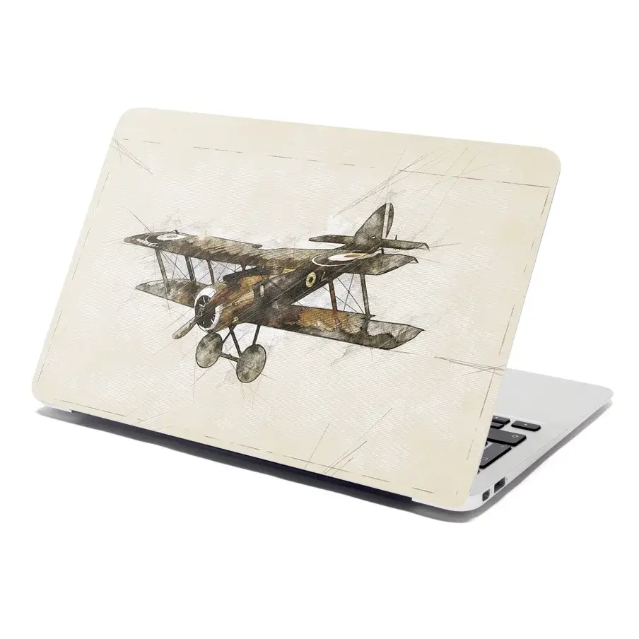 Samolepka na notebook Historický dvouplošník Vintage - 29x20 cm