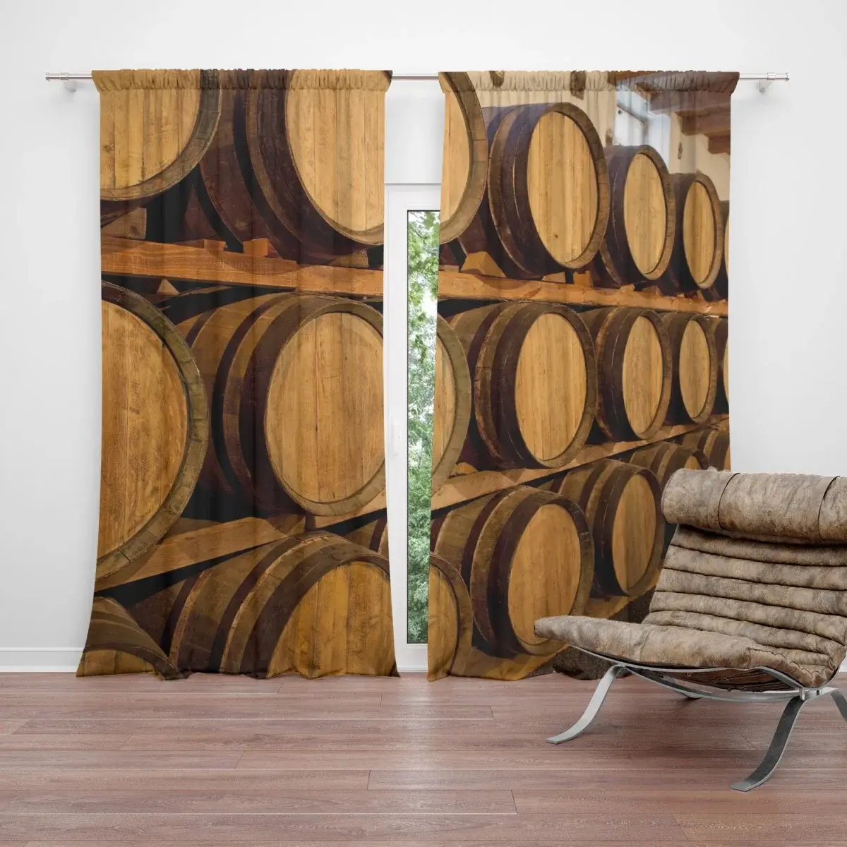 Závěs Dřevěné sudy: 2ks 140x250cm