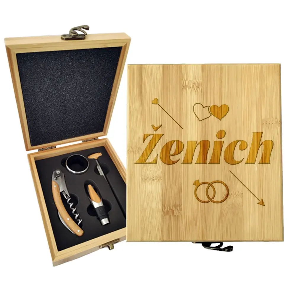 Dárková sada na víno Ženich šíp: 147×168×49 mm