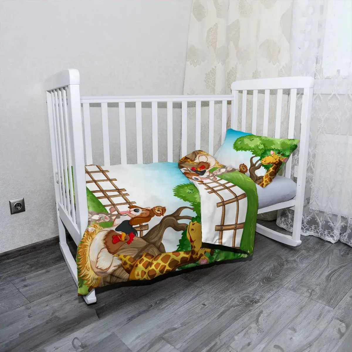 Mikroplyšové dětské povlečení do postýlky Zvířátka 2 - 100x135 / 40x60