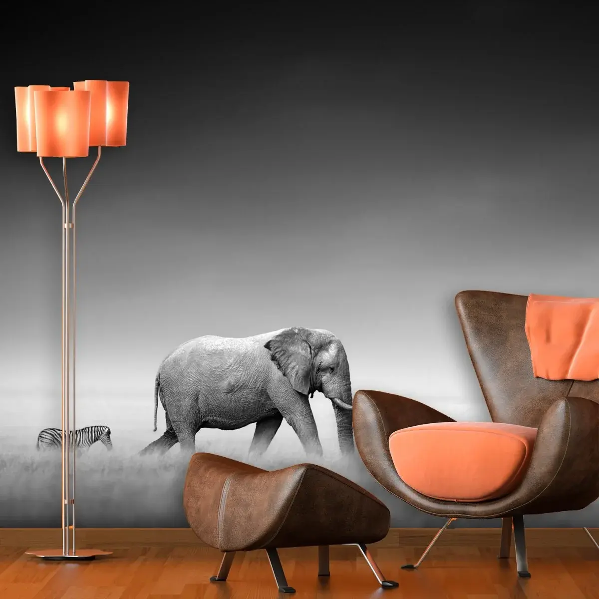 Tapeta Slon a zebra - 336x220 cm