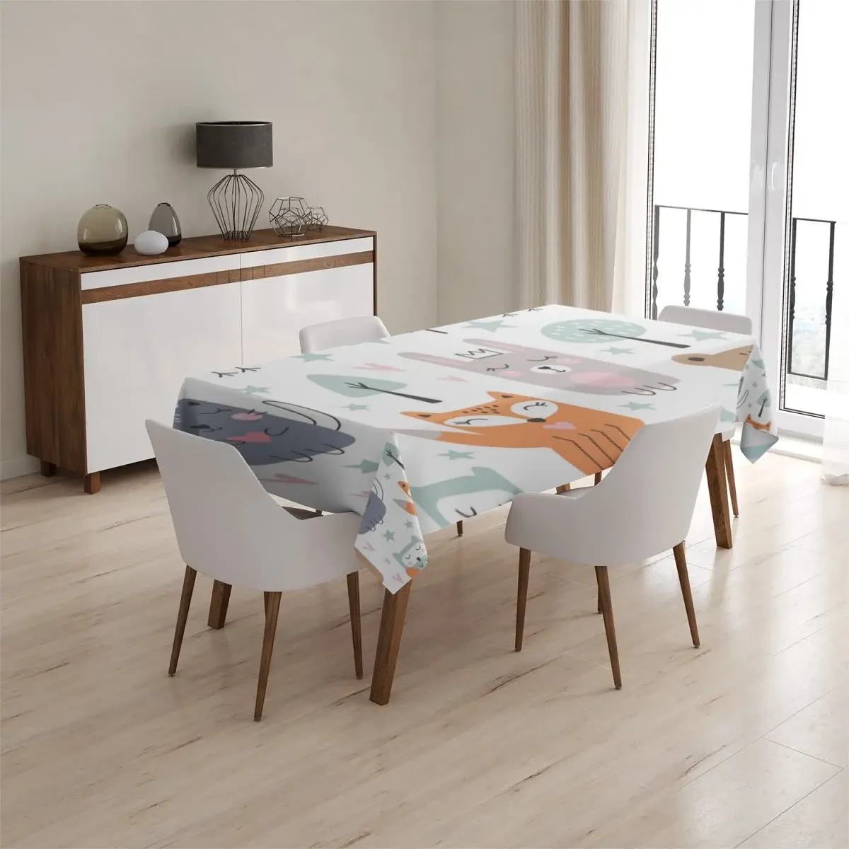 Ubrus Animovaná lesní zvířátka - 90x90 cm