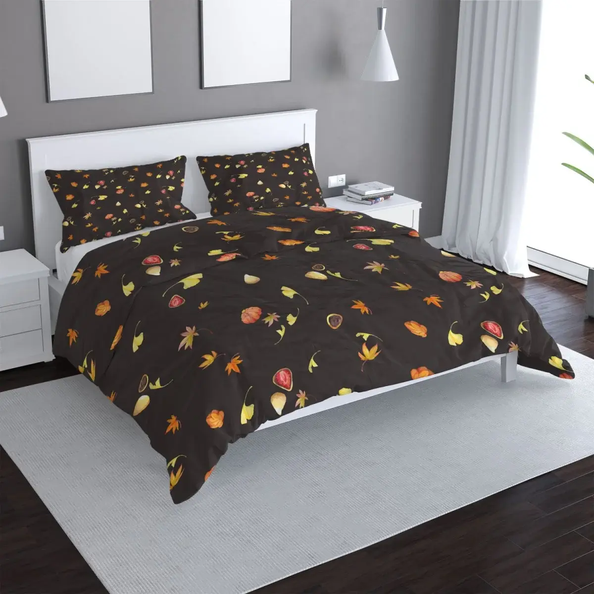 Povlečení Podzim na černé - 140x220 / 90x70
