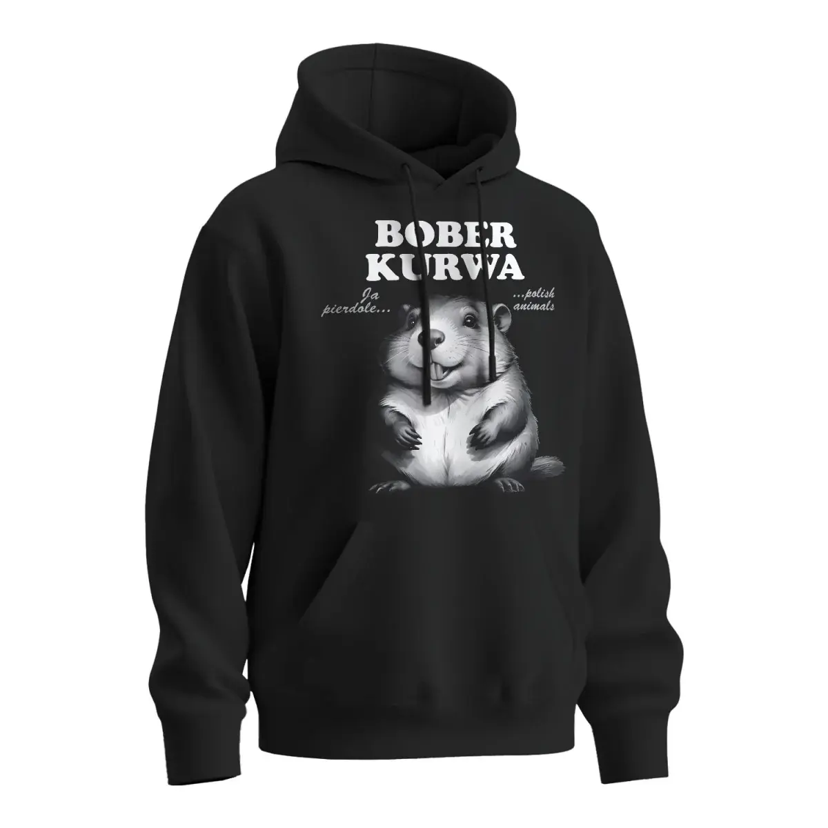 Mikina s potiskem BOBER KURWA - černá 2XL