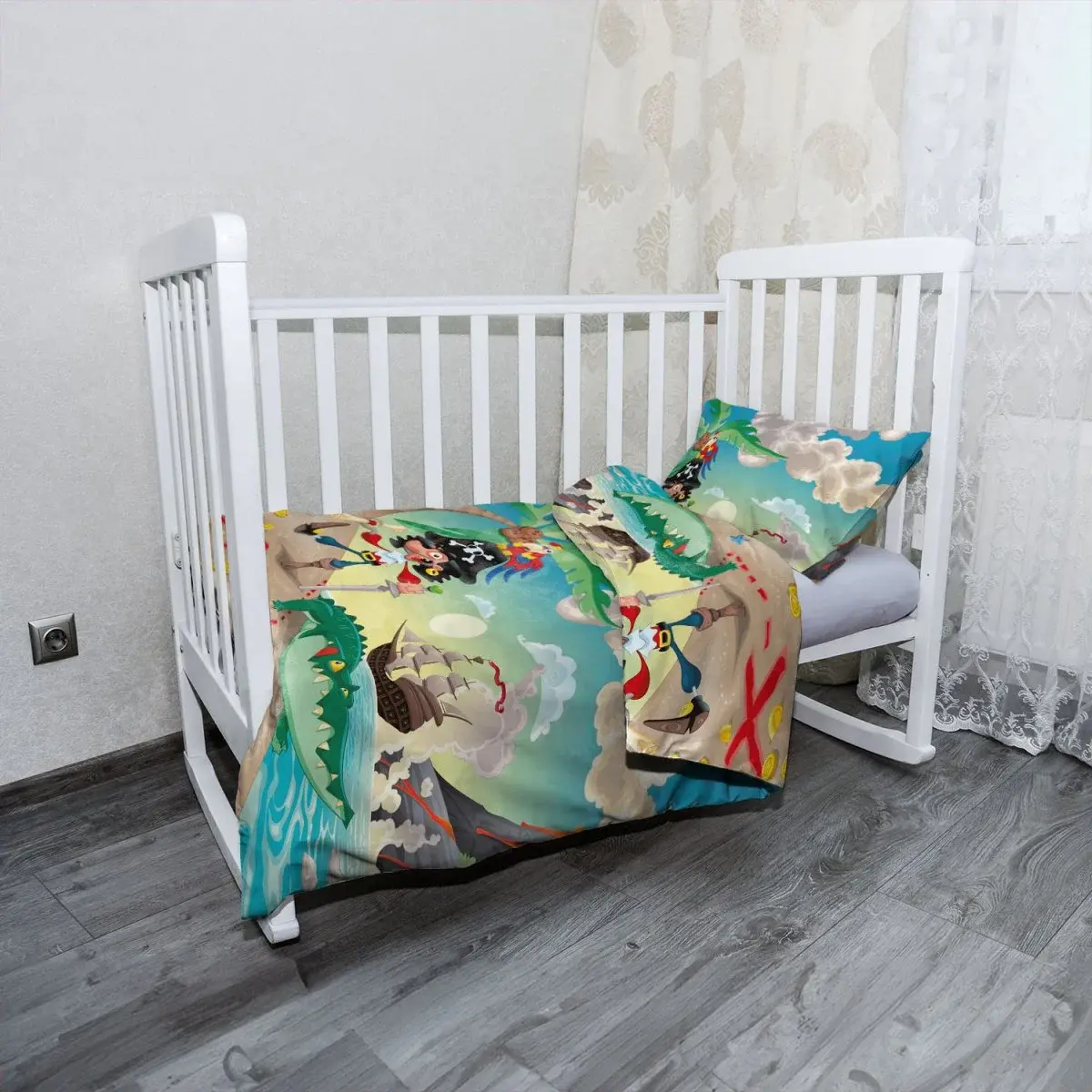Mikroplyšové dětské povlečení do postýlky Pirát - 100x135 / 40x60