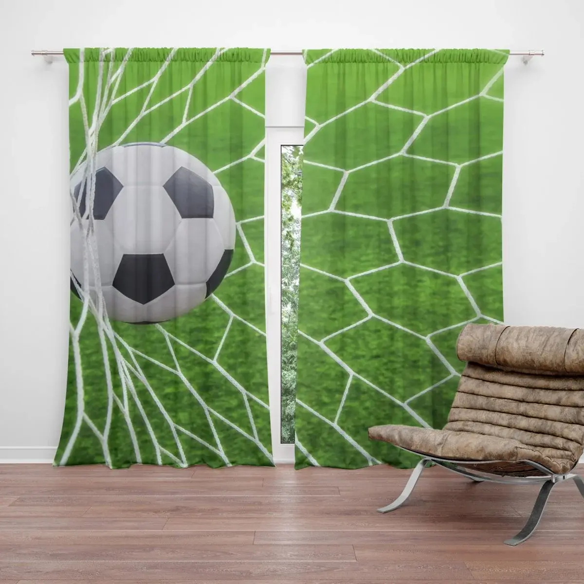 Závěs Fotbalový míč v bráně: 2ks 140x250cm