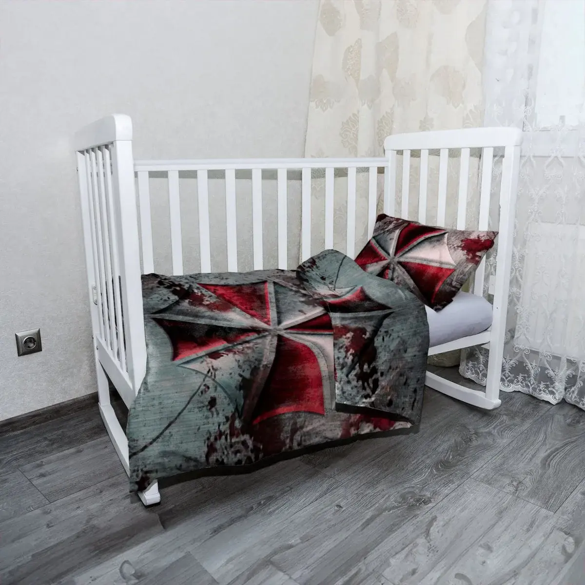 Mikroplyšové dětské povlečení do postýlky Resident Evil Umbrella Corporation Steel - 120x90 / 40x60