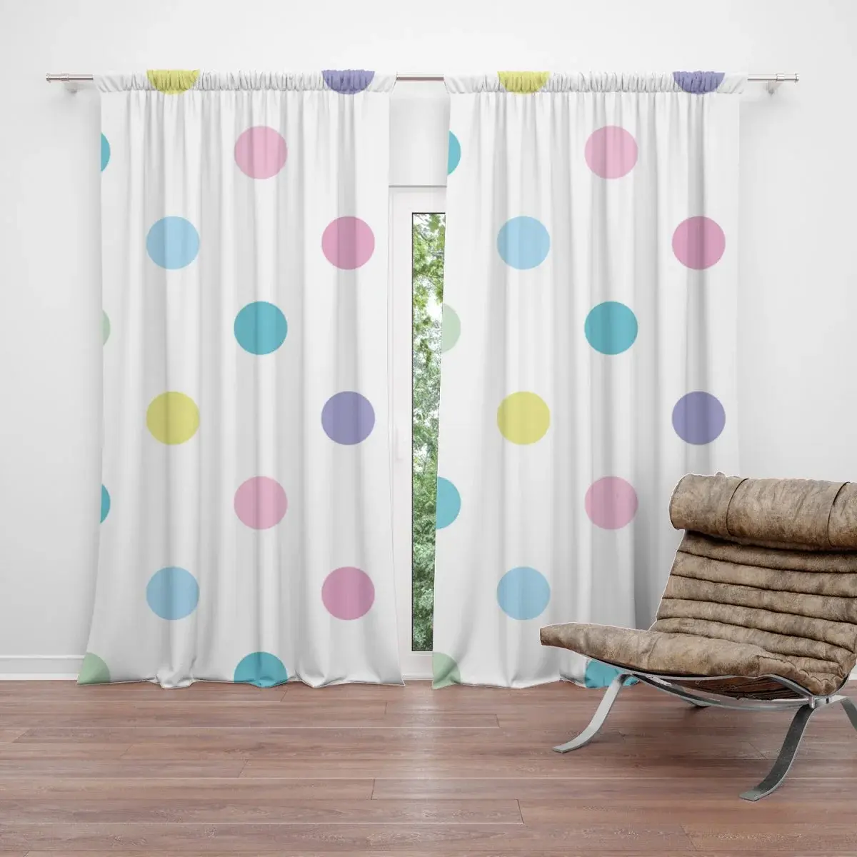 Závěs Puntík vedle puntíku: 2ks 140x250cm