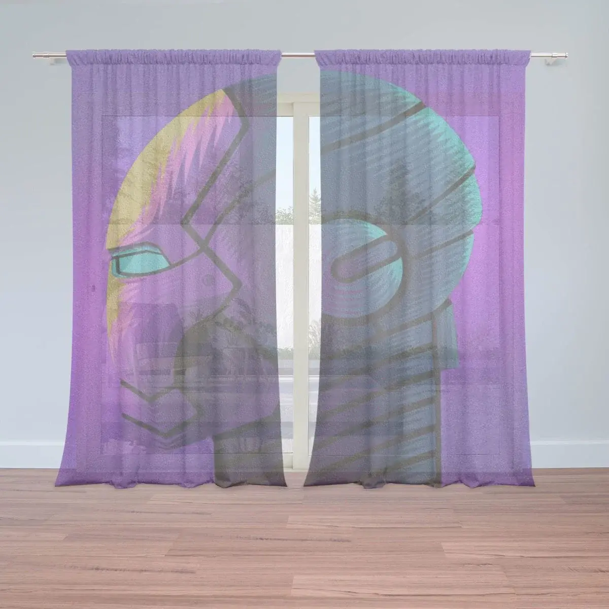Záclony Iron Man Helma na fialové: 2ks 150x250cm