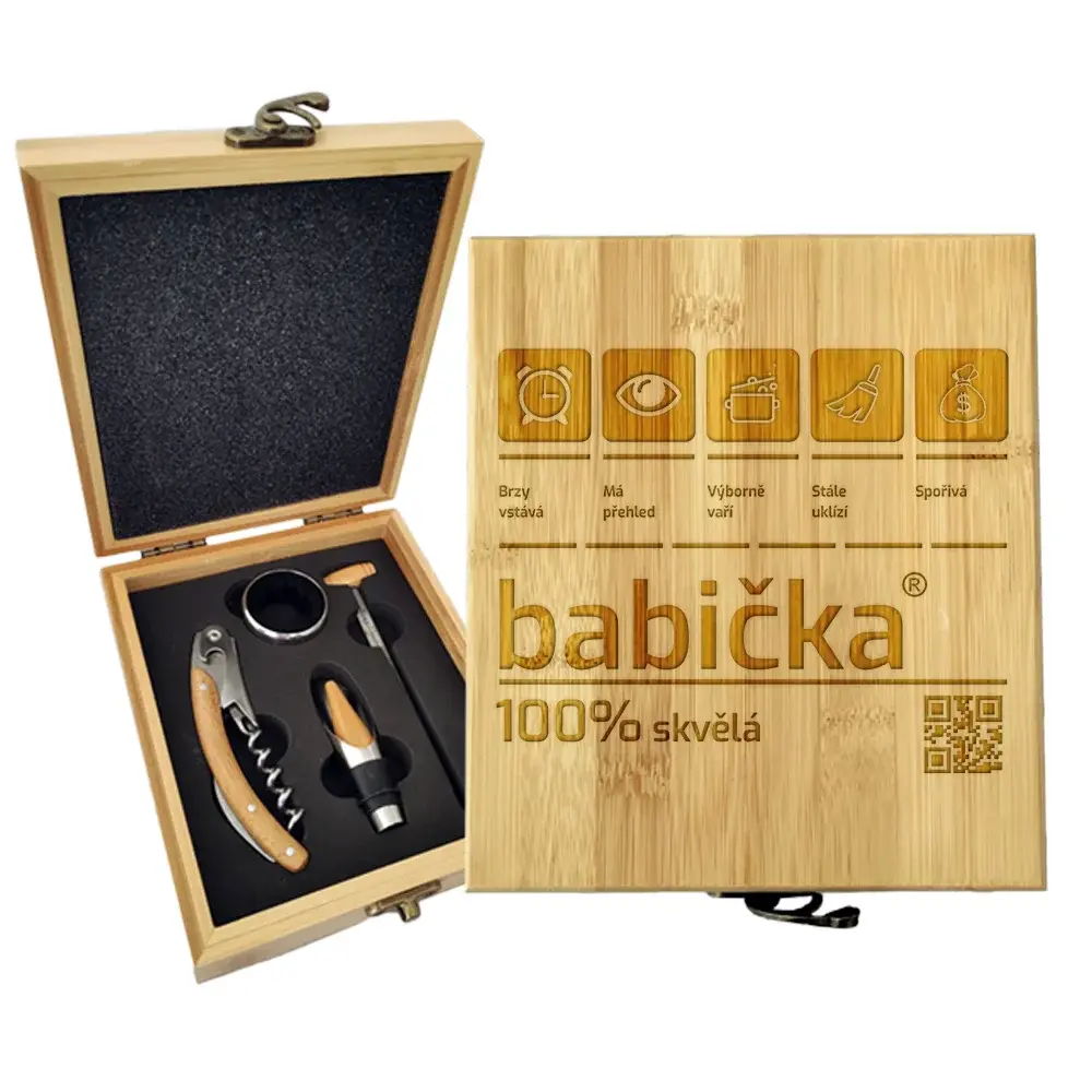 Dárková sada na víno Babička: 147×168×49 mm