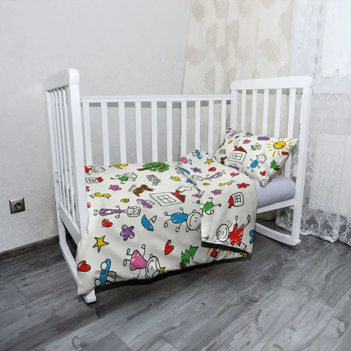 Mikroplyšové dětské povlečení do postýlky Malování 2 - 130x90 / 40x60