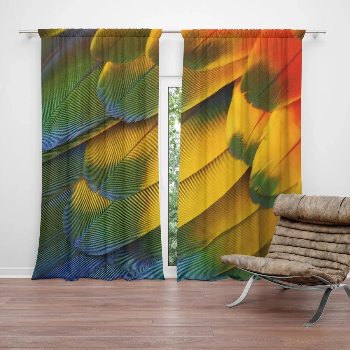 Závěs Barevné peří: 2ks 140x250cm