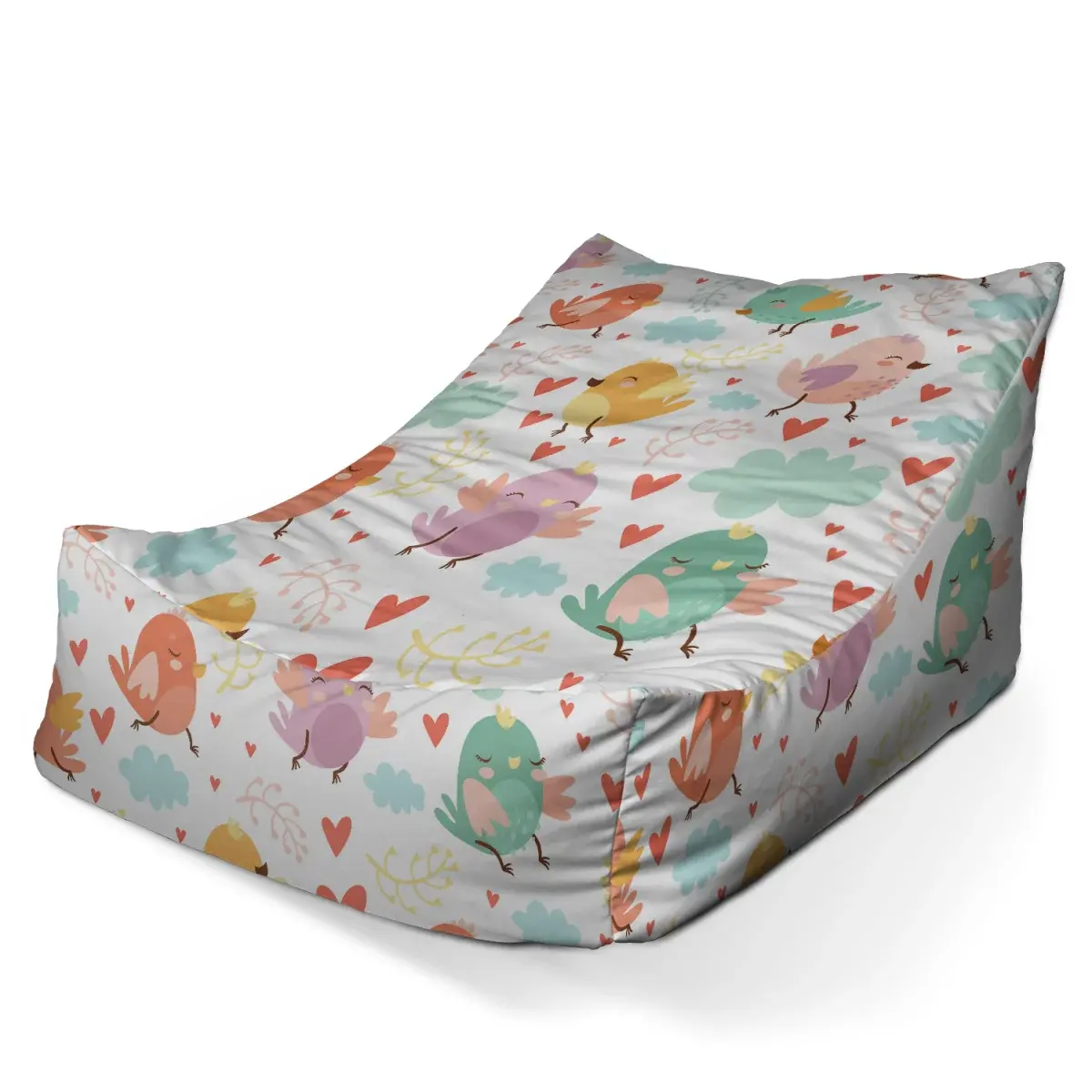 Sedací vak Lounge Oblak s ptáčky - 80 x 95 x 50 cm