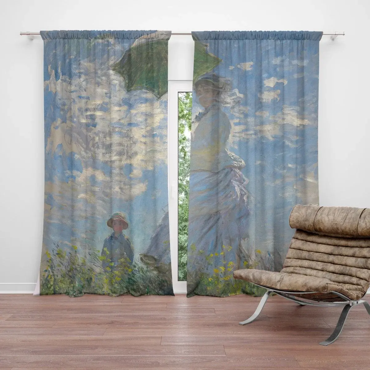 Závěs Dáma se slunečníkem - Claude Monet: 2ks 140x250cm