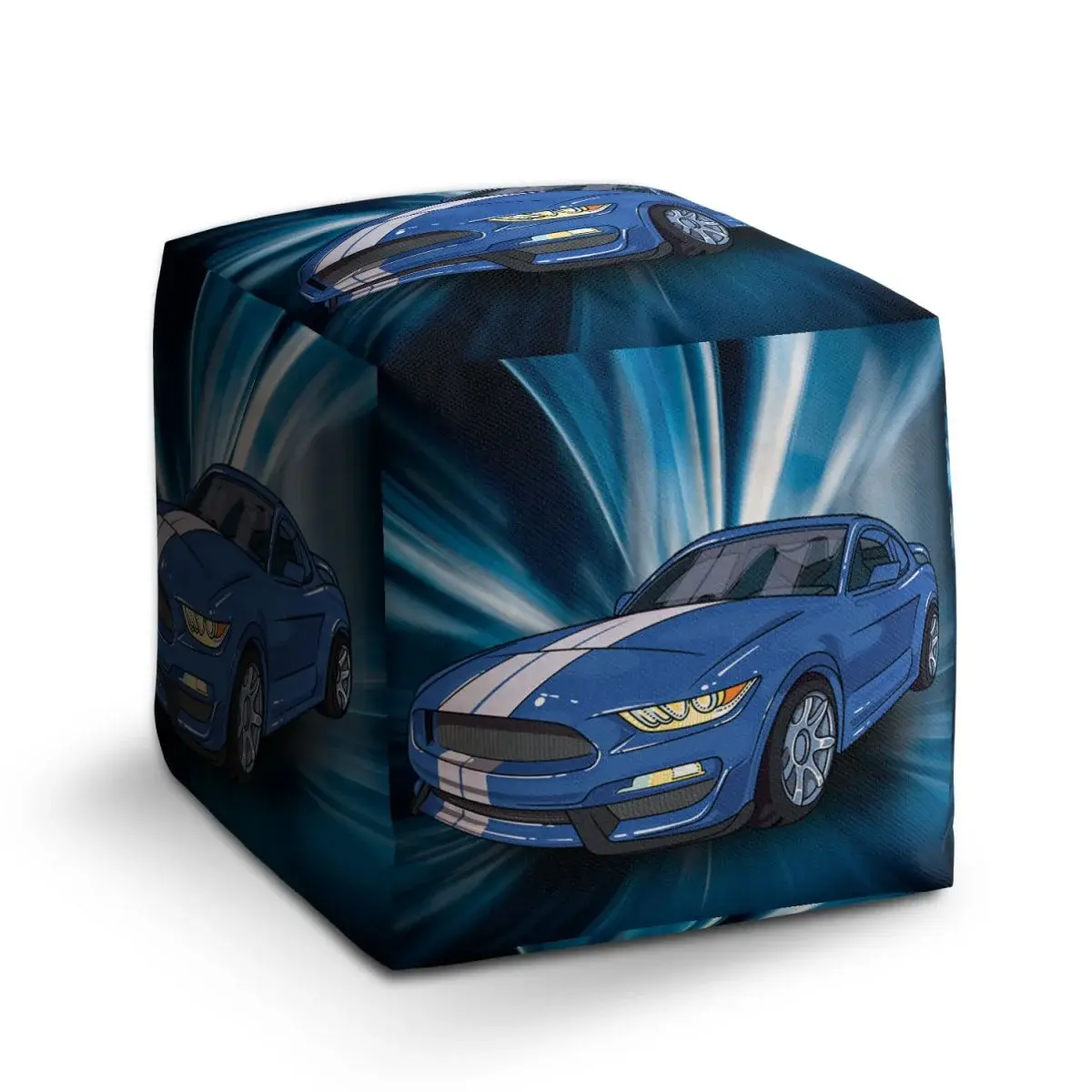 Taburet Cube Mustang Modré pozadí - 40x40x40 cm