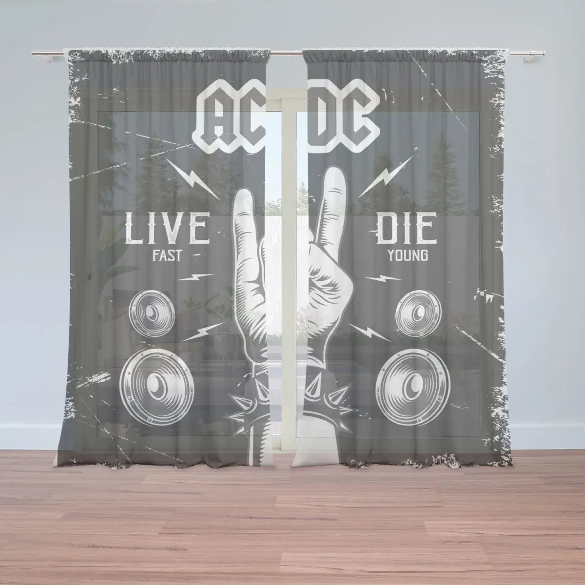 Záclony ACDC Live fast, die young: 2ks 150x250cm