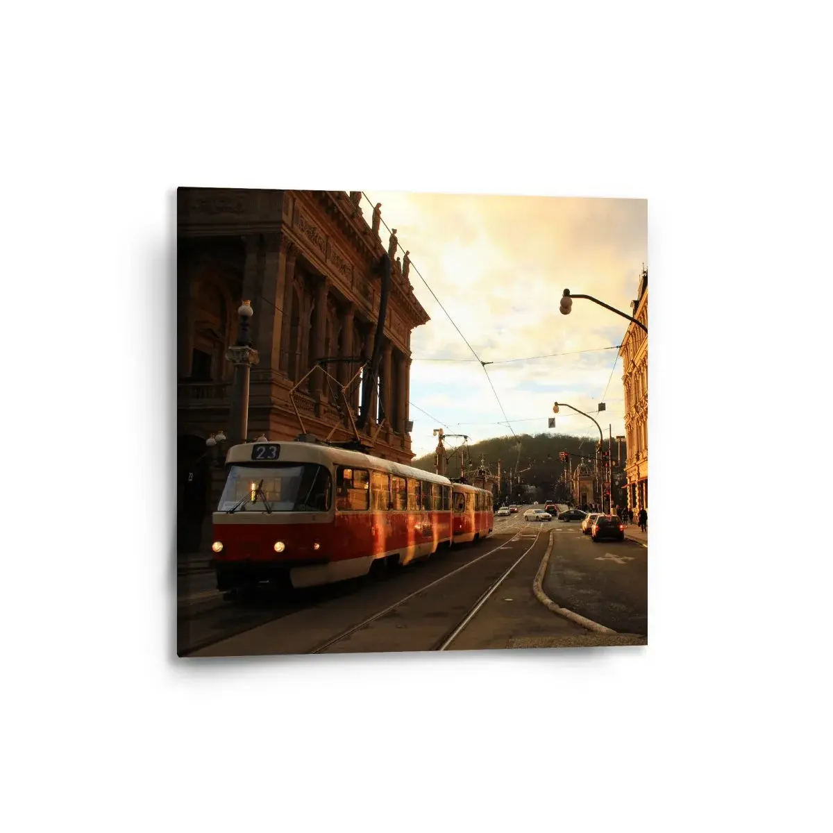Obraz Tramvaj v historickém městě - 50x50 cm